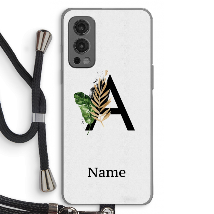 Charcoal Flora: OnePlus Nord 2 5G Transparant Hoesje met koord