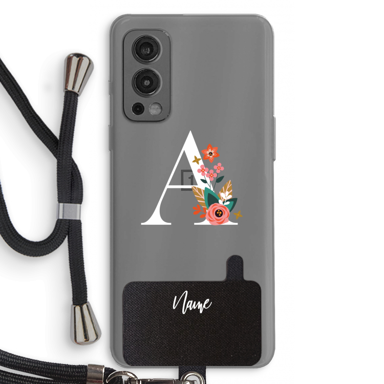 Pink Bouquet: OnePlus Nord 2 5G Transparant Hoesje met koord