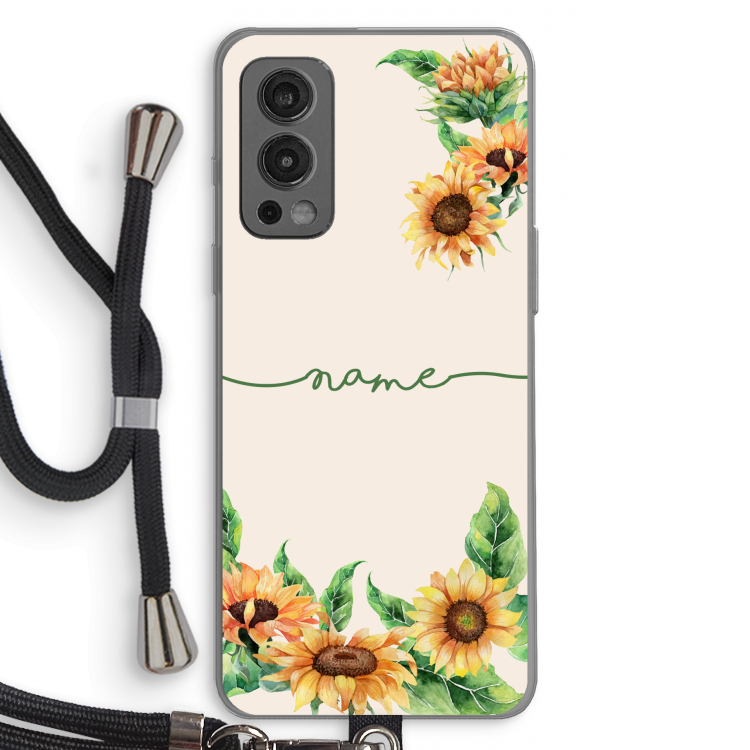 Zonnebloemen: OnePlus Nord 2 5G Transparant Hoesje met koord