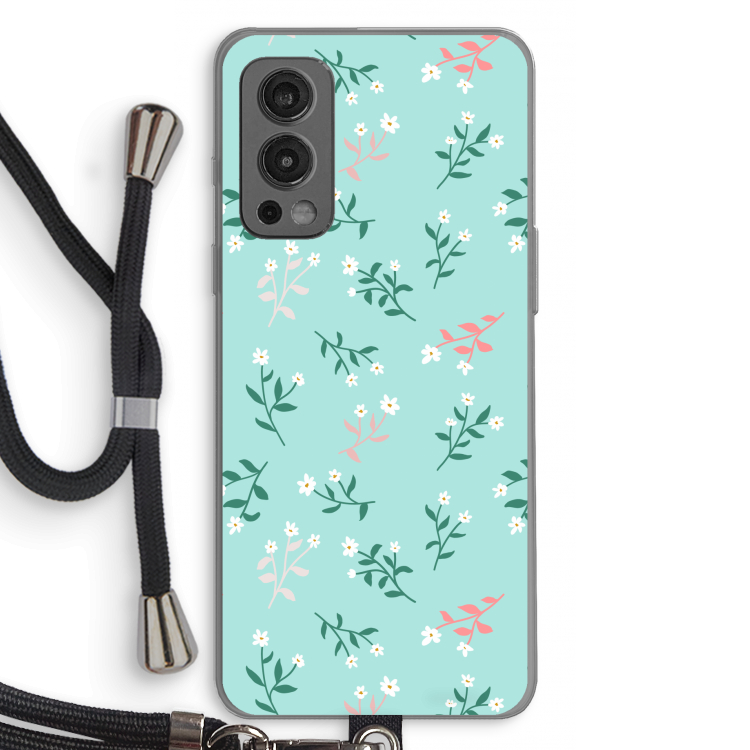 Small white flowers: OnePlus Nord 2 5G Transparant Hoesje met koord