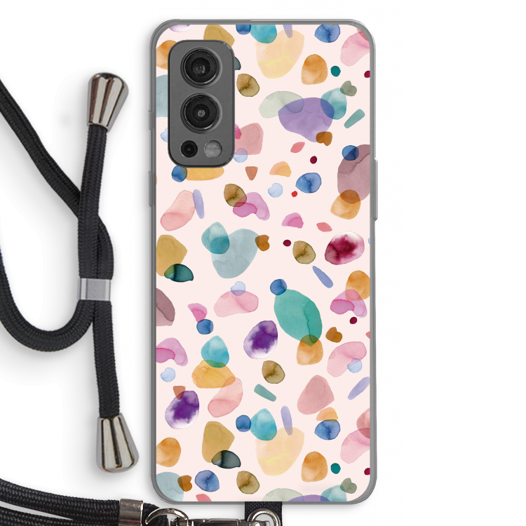 Terrazzo Memphis Pink: OnePlus Nord 2 5G Transparant Hoesje met koord