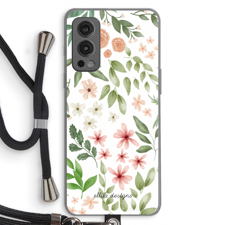 Botanical sweet flower heaven: OnePlus Nord 2 5G Transparant Hoesje met koord