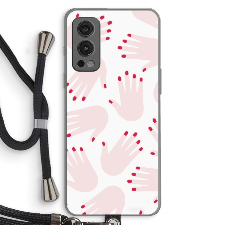 Hands pink: OnePlus Nord 2 5G Transparant Hoesje met koord