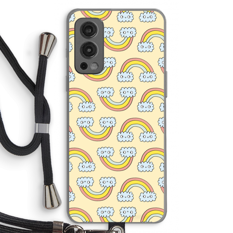 Regenboog: OnePlus Nord 2 5G Transparant Hoesje met koord