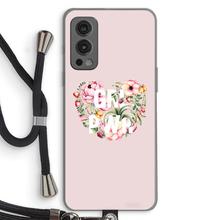 GRL PWR Flower: OnePlus Nord 2 5G Transparant Hoesje met koord
