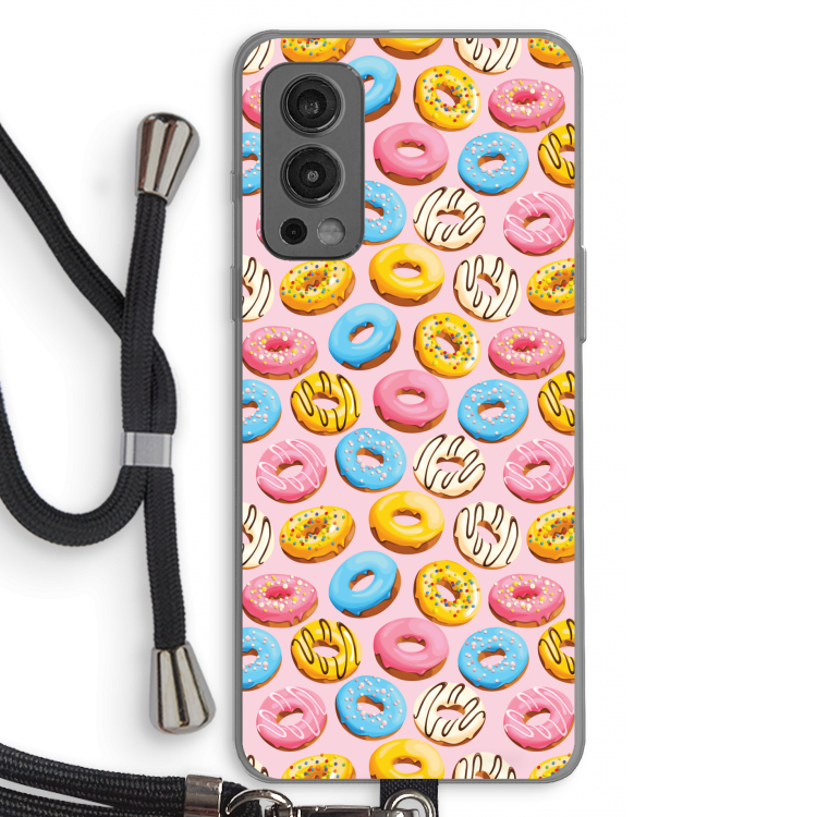 Pink donuts: OnePlus Nord 2 5G Transparant Hoesje met koord