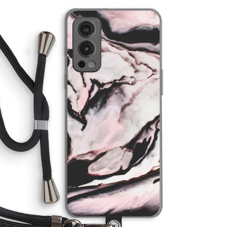 Roze stroom: OnePlus Nord 2 5G Transparant Hoesje met koord