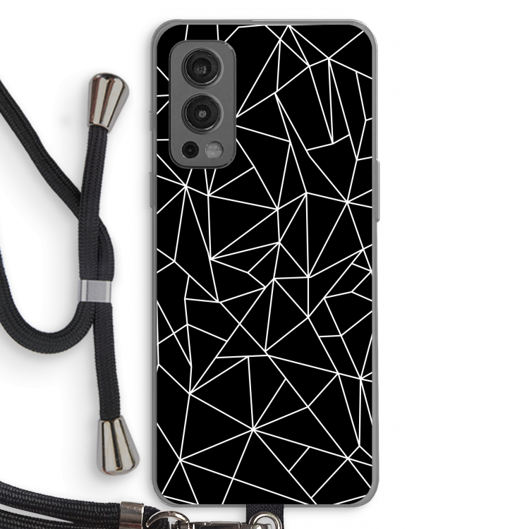 Geometrische lijnen wit: OnePlus Nord 2 5G Transparant Hoesje met koord