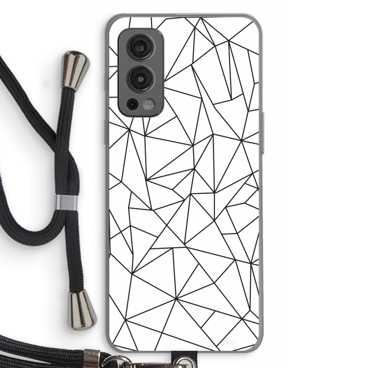 Geometrische lijnen zwart: OnePlus Nord 2 5G Transparant Hoesje met koord