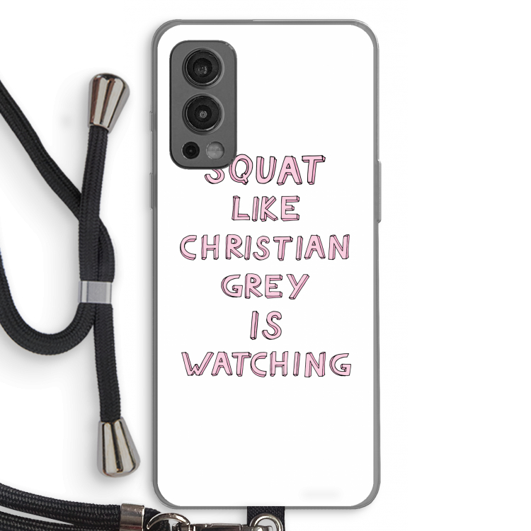 Christian Grey: OnePlus Nord 2 5G Transparant Hoesje met koord