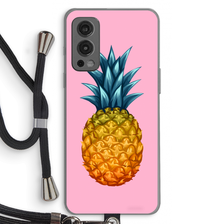 Grote ananas: OnePlus Nord 2 5G Transparant Hoesje met koord