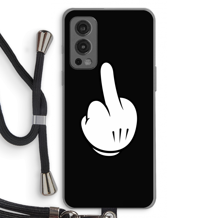 Middle finger black: OnePlus Nord 2 5G Transparant Hoesje met koord