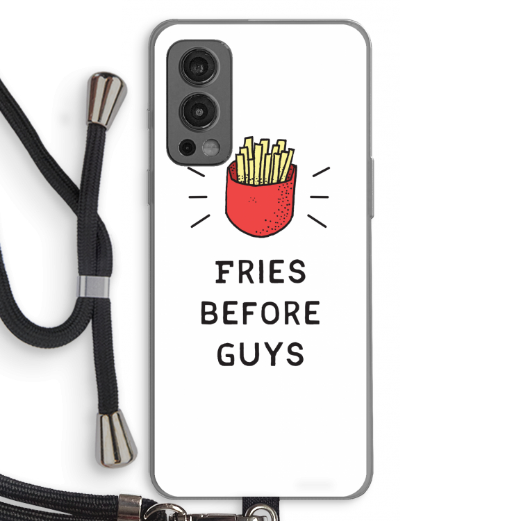 Fries before guys: OnePlus Nord 2 5G Transparant Hoesje met koord
