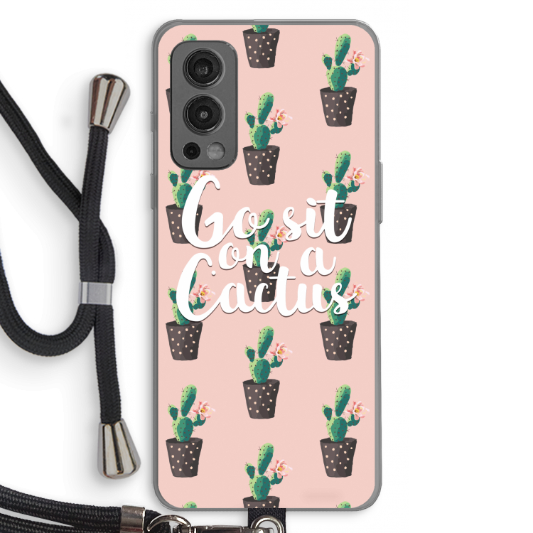 Cactus quote: OnePlus Nord 2 5G Transparant Hoesje met koord