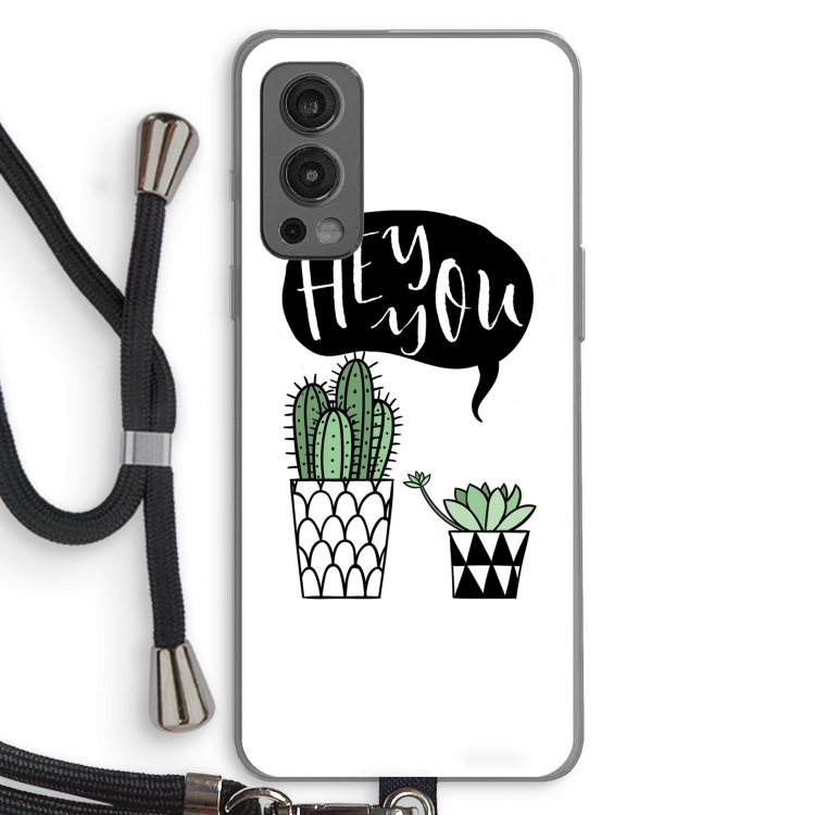 Hey you cactus: OnePlus Nord 2 5G Transparant Hoesje met koord