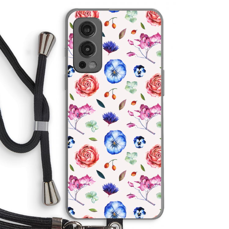 Bloemetjes: OnePlus Nord 2 5G Transparant Hoesje met koord
