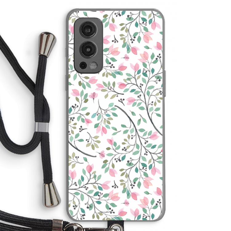 Sierlijke bloemen: OnePlus Nord 2 5G Transparant Hoesje met koord
