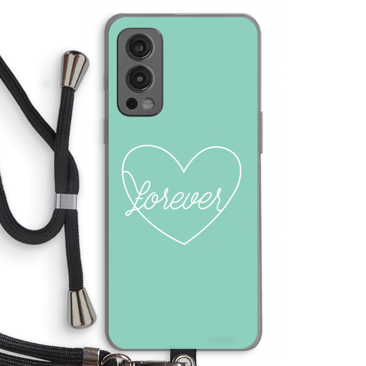 Forever heart pastel: OnePlus Nord 2 5G Transparant Hoesje met koord