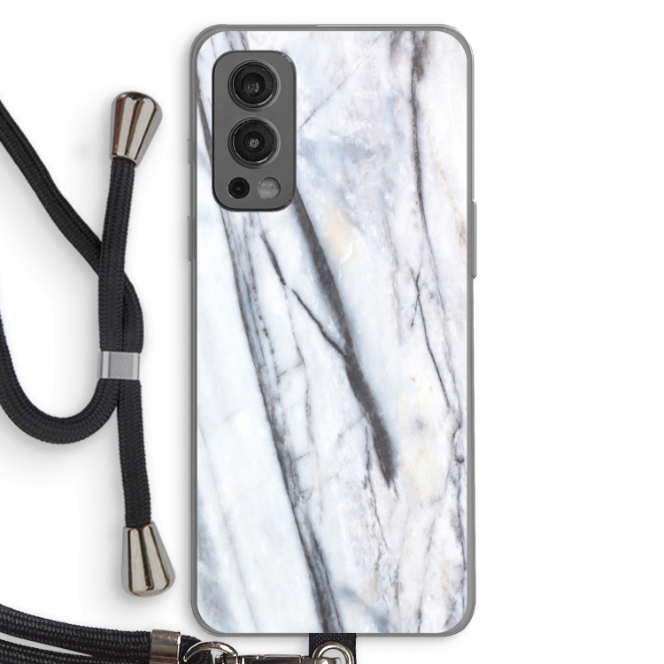 Gestreepte marmer: OnePlus Nord 2 5G Transparant Hoesje met koord