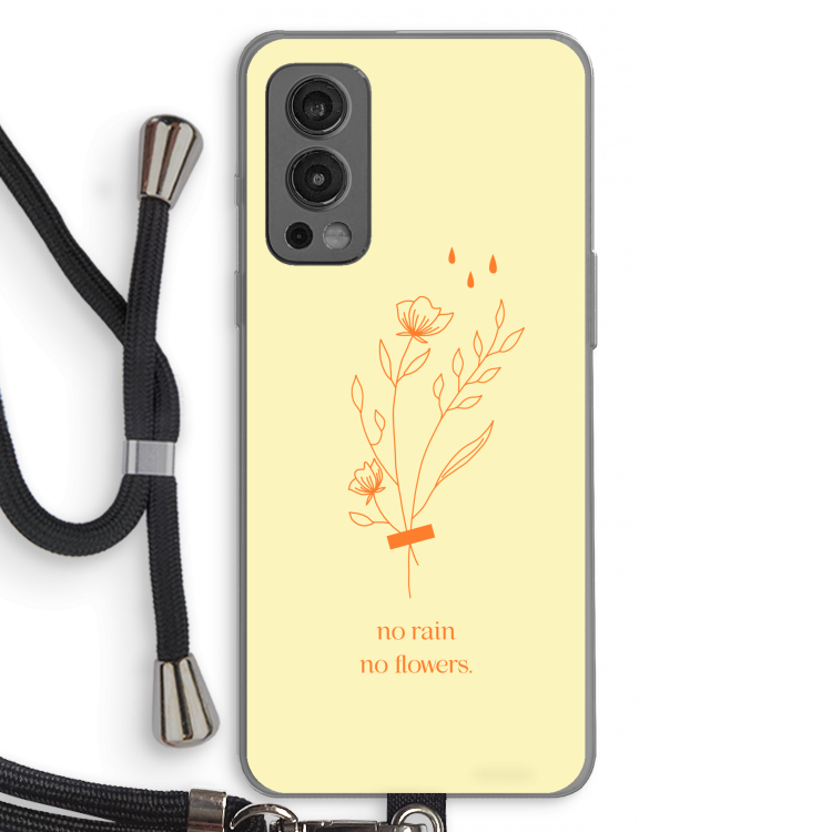 No rain no flowers: OnePlus Nord 2 5G Transparant Hoesje met koord