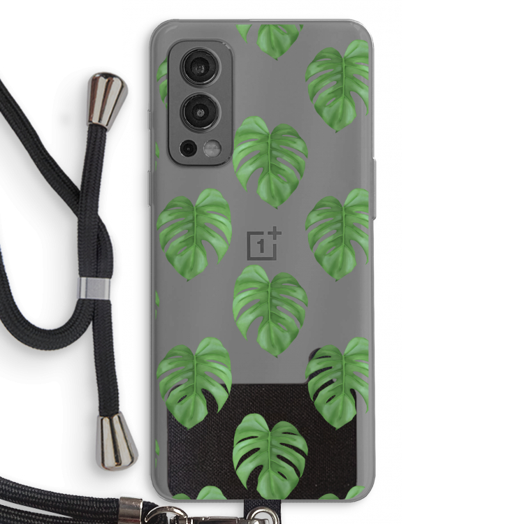 Monstera leaves: OnePlus Nord 2 5G Transparant Hoesje met koord