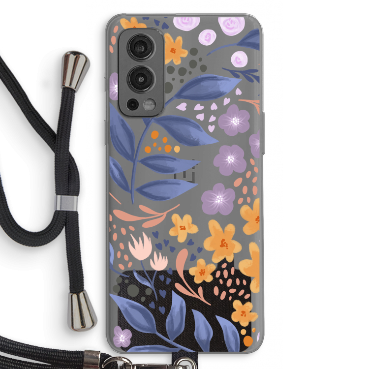 Flowers with blue leaves: OnePlus Nord 2 5G Transparant Hoesje met koord
