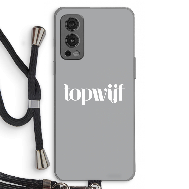 Topwijf Grijs Wit: OnePlus Nord 2 5G Transparant Hoesje met koord