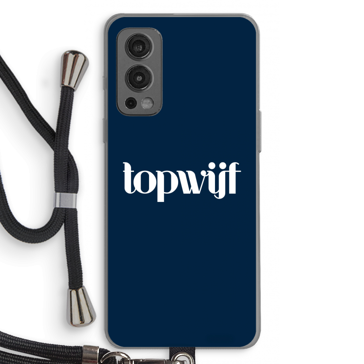 Topwijf Navy: OnePlus Nord 2 5G Transparant Hoesje met koord