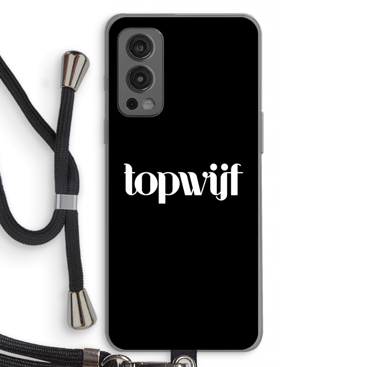 Topwijf Zwart: OnePlus Nord 2 5G Transparant Hoesje met koord