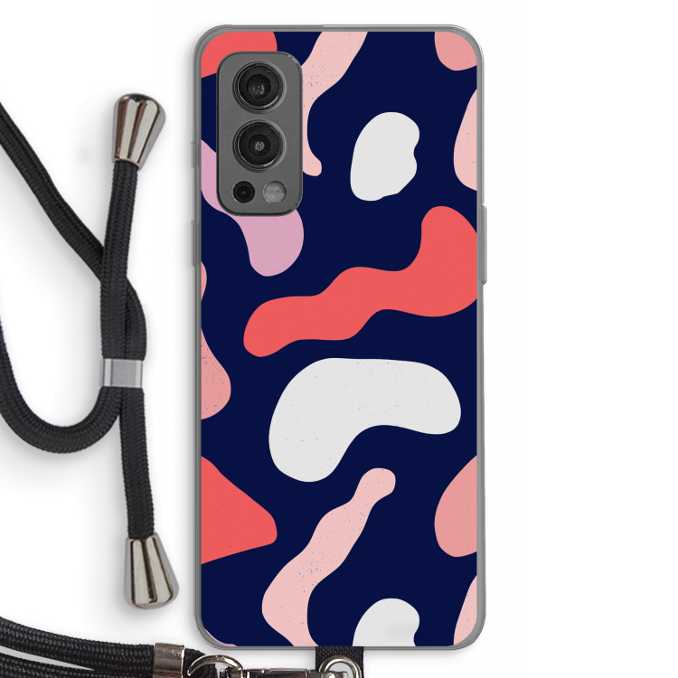 Memphis Shapes Pink: OnePlus Nord 2 5G Transparant Hoesje met koord