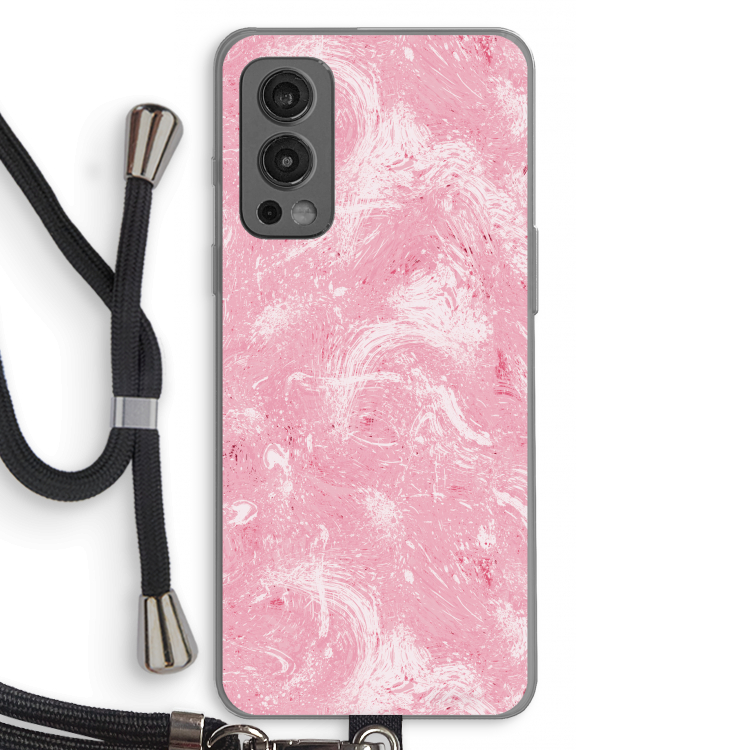 Abstract Painting Pink: OnePlus Nord 2 5G Transparant Hoesje met koord
