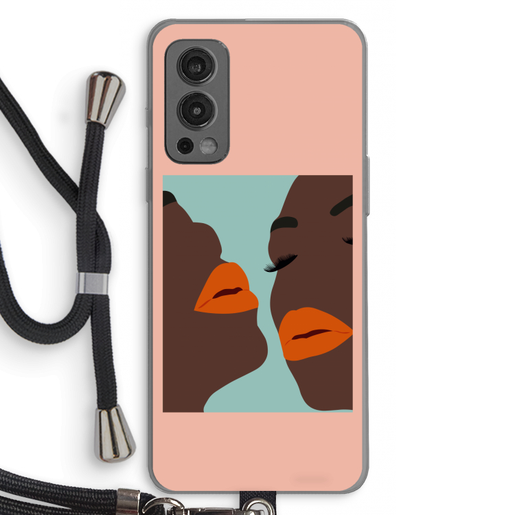 Orange lips: OnePlus Nord 2 5G Transparant Hoesje met koord