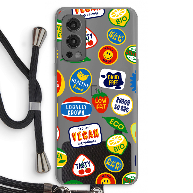Fruitsticker: OnePlus Nord 2 5G Transparant Hoesje met koord