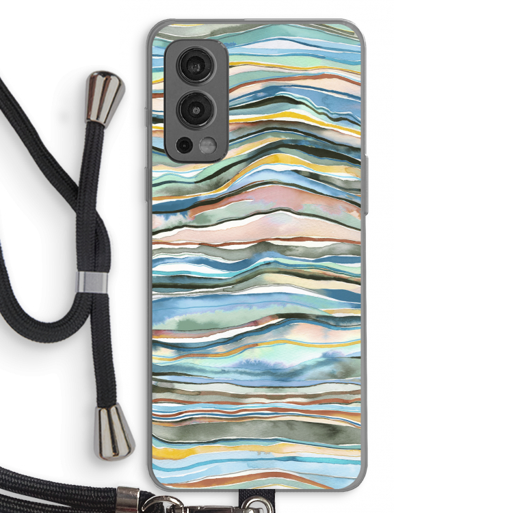 Watercolor Agate: OnePlus Nord 2 5G Transparant Hoesje met koord