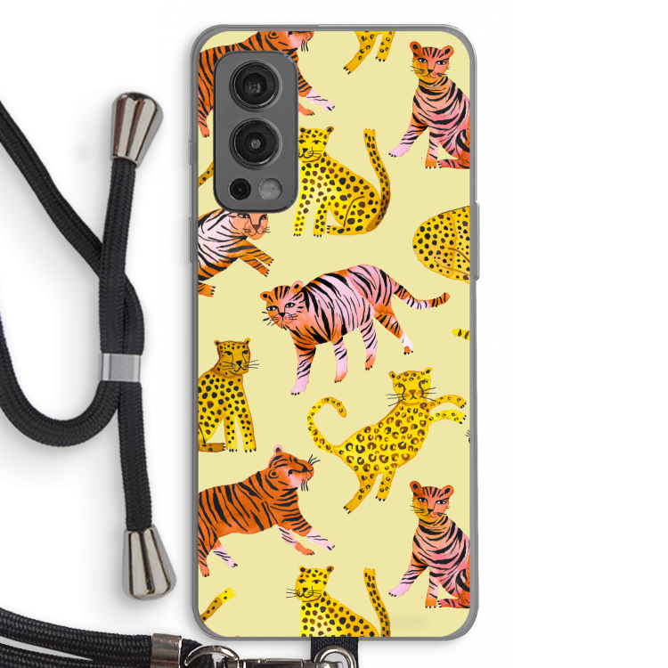 Cute Tigers and Leopards: OnePlus Nord 2 5G Transparant Hoesje met koord