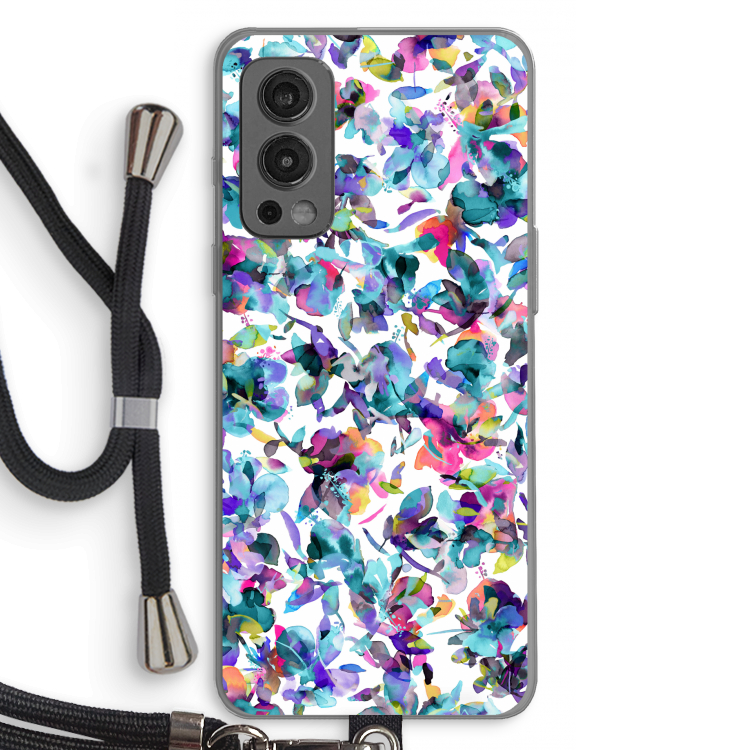 Hibiscus Flowers: OnePlus Nord 2 5G Transparant Hoesje met koord
