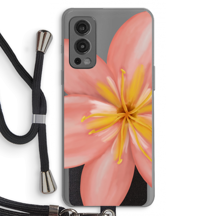 Pink Ellila Flower: OnePlus Nord 2 5G Transparant Hoesje met koord