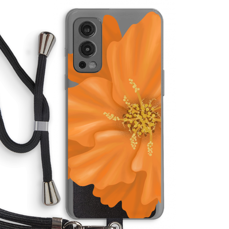 Orange Ellila flower: OnePlus Nord 2 5G Transparant Hoesje met koord
