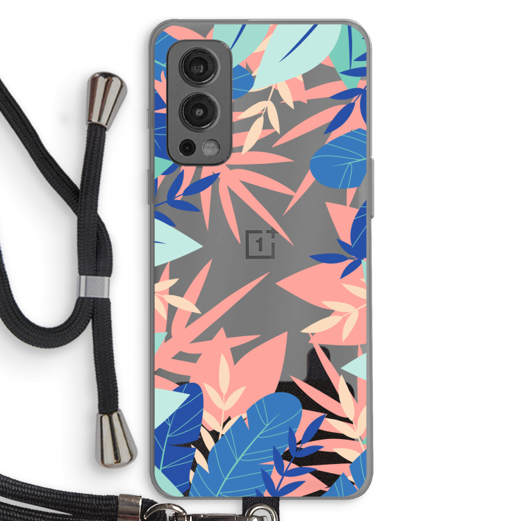 Tropisch: OnePlus Nord 2 5G Transparant Hoesje met koord