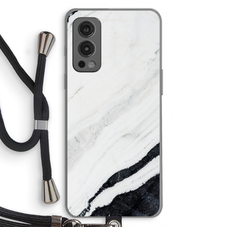 Elegante marmer: OnePlus Nord 2 5G Transparant Hoesje met koord