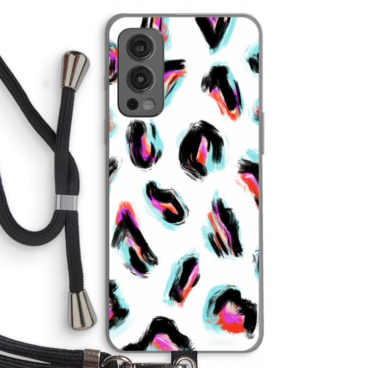 Cheetah color: OnePlus Nord 2 5G Transparant Hoesje met koord