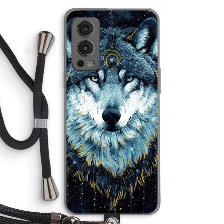 Darkness Wolf: OnePlus Nord 2 5G Transparant Hoesje met koord