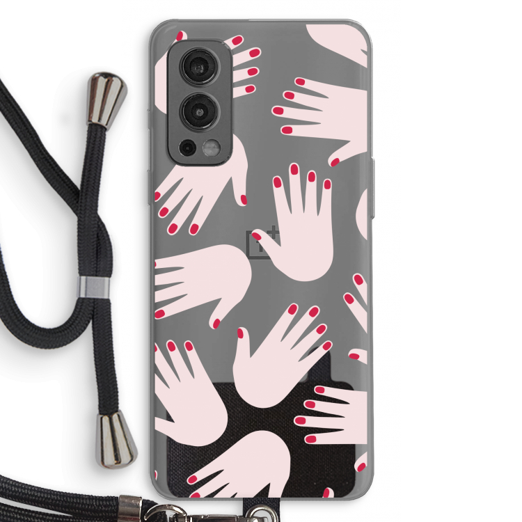 Hands pink: OnePlus Nord 2 5G Transparant Hoesje met koord