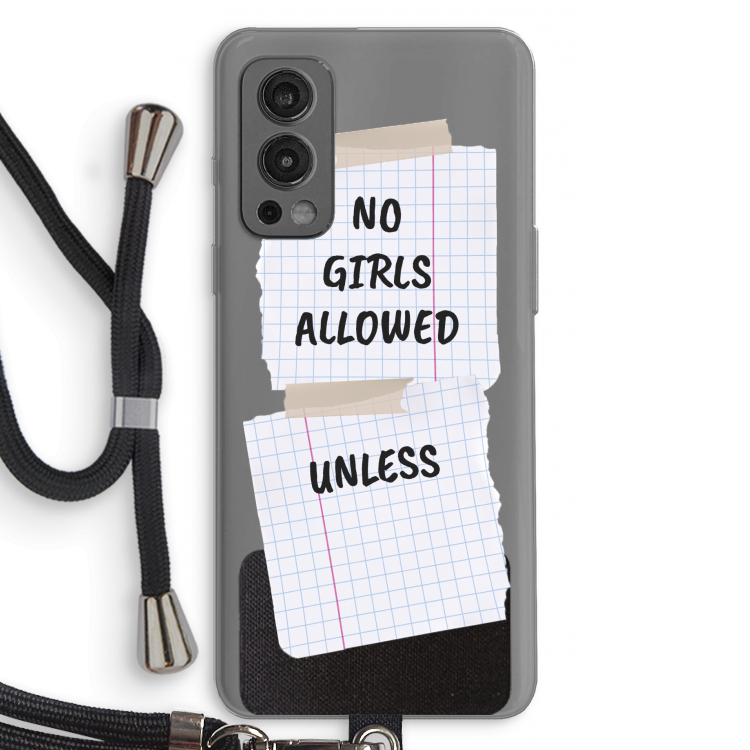 No Girls Allowed Unless: OnePlus Nord 2 5G Transparant Hoesje met koord