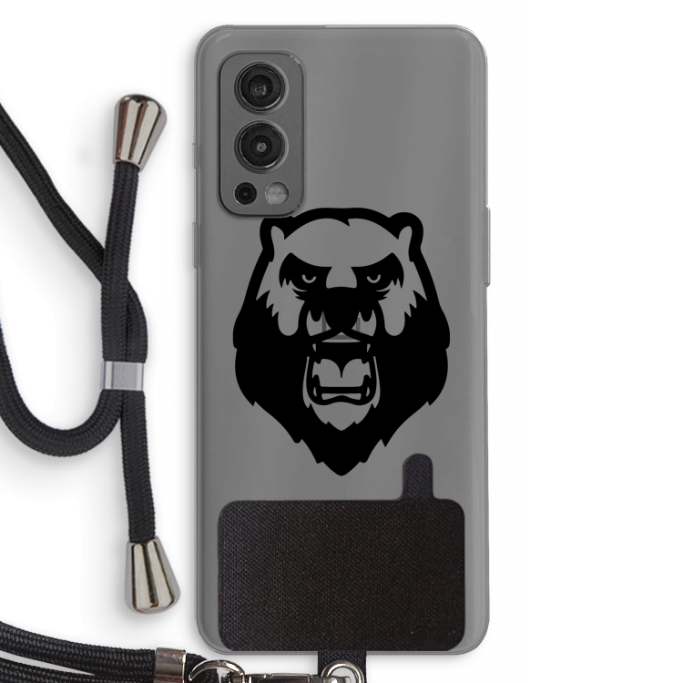 Angry Bear (black): OnePlus Nord 2 5G Transparant Hoesje met koord
