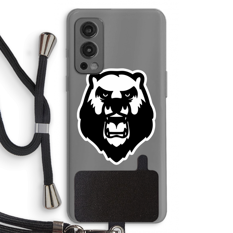 Angry Bear (white): OnePlus Nord 2 5G Transparant Hoesje met koord