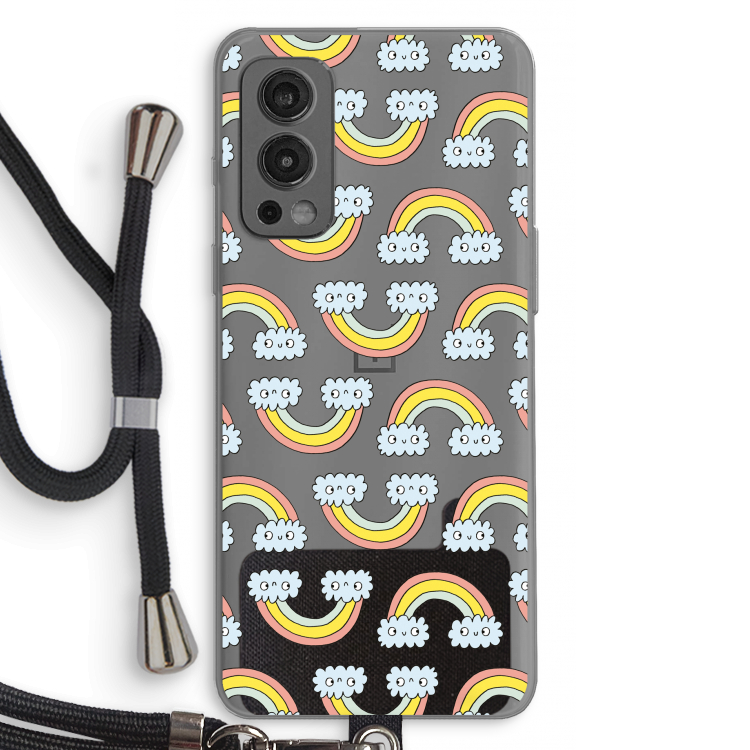 Regenboog: OnePlus Nord 2 5G Transparant Hoesje met koord