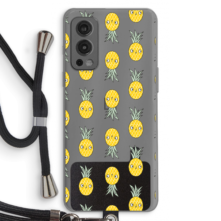 Ananas: OnePlus Nord 2 5G Transparant Hoesje met koord