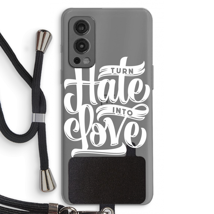 Turn hate into love: OnePlus Nord 2 5G Transparant Hoesje met koord