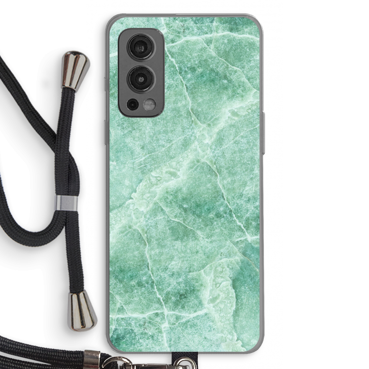 Groen marmer: OnePlus Nord 2 5G Transparant Hoesje met koord